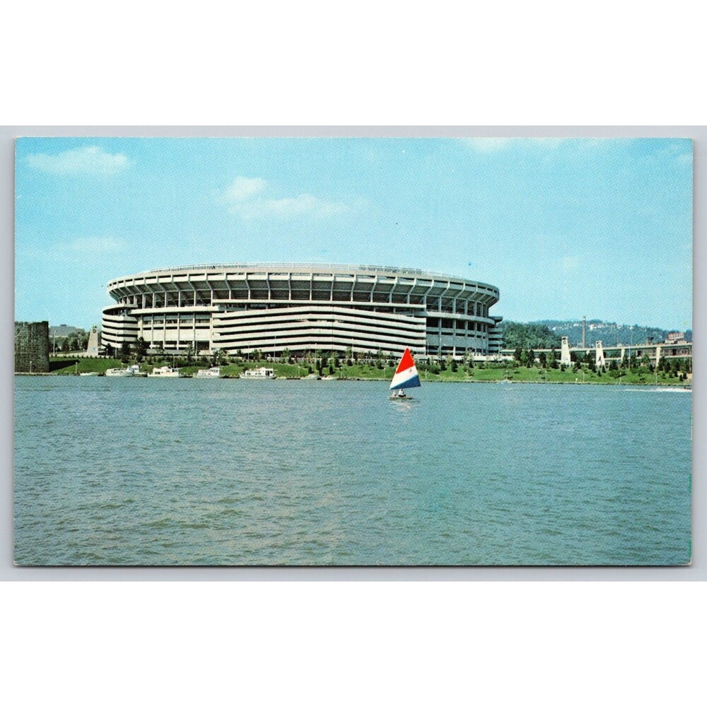 Vtg Three Rivers Stadium Postcard Pittsburgh PA Pirates Steelers Dexter Press